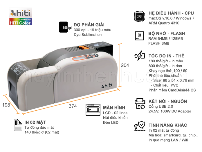 Máy in thẻ nhựa HiTi CS200e 02 mặt tự động