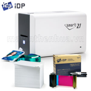 Máy in thẻ nhựa IDP SMART 21S, combo in 100 thẻ, gồm ruy băng màu và thẻ nhựa