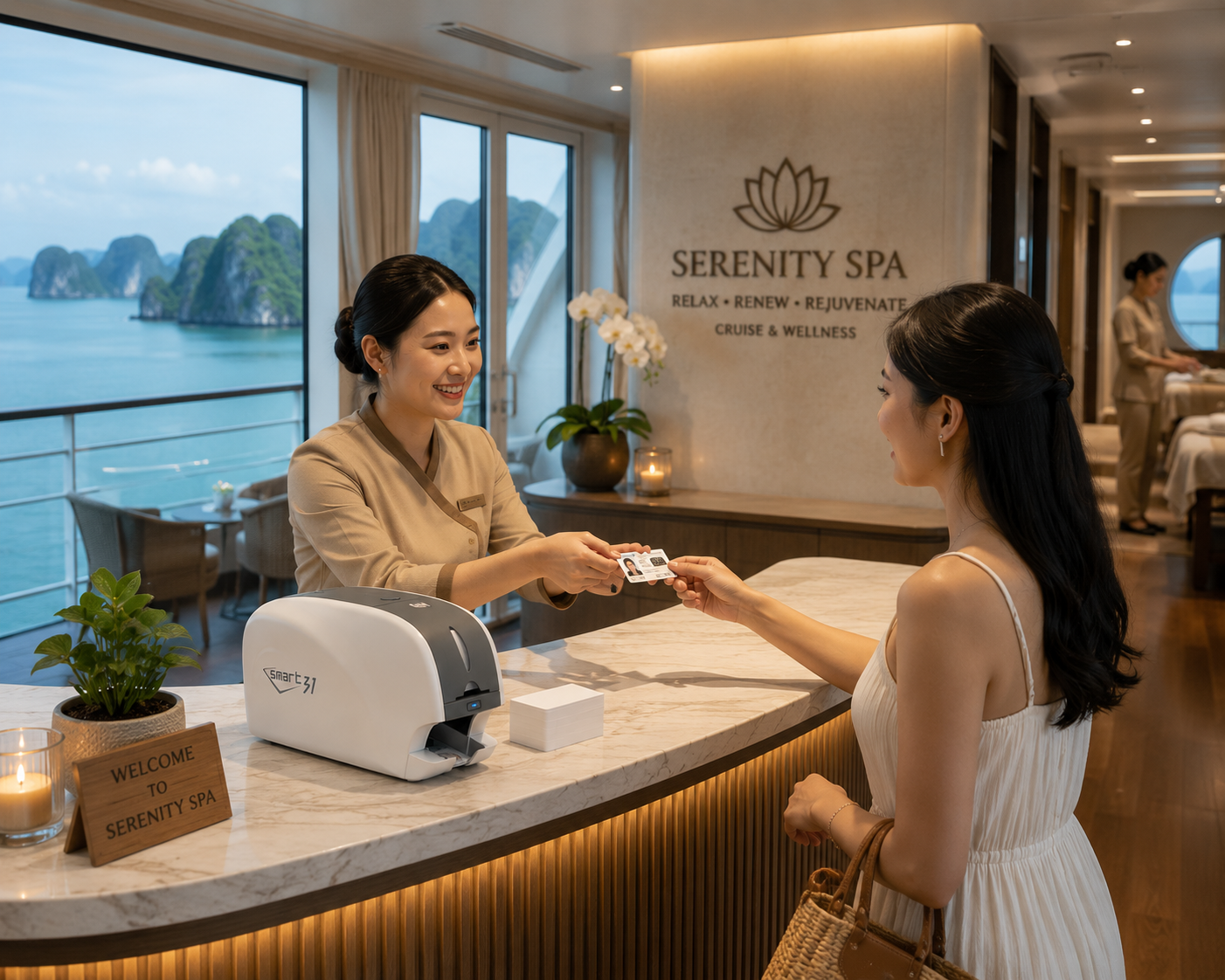 Máy in thẻ PVC cho khu nghỉ dưỡng resort spa cao cấp IDP Smart 31